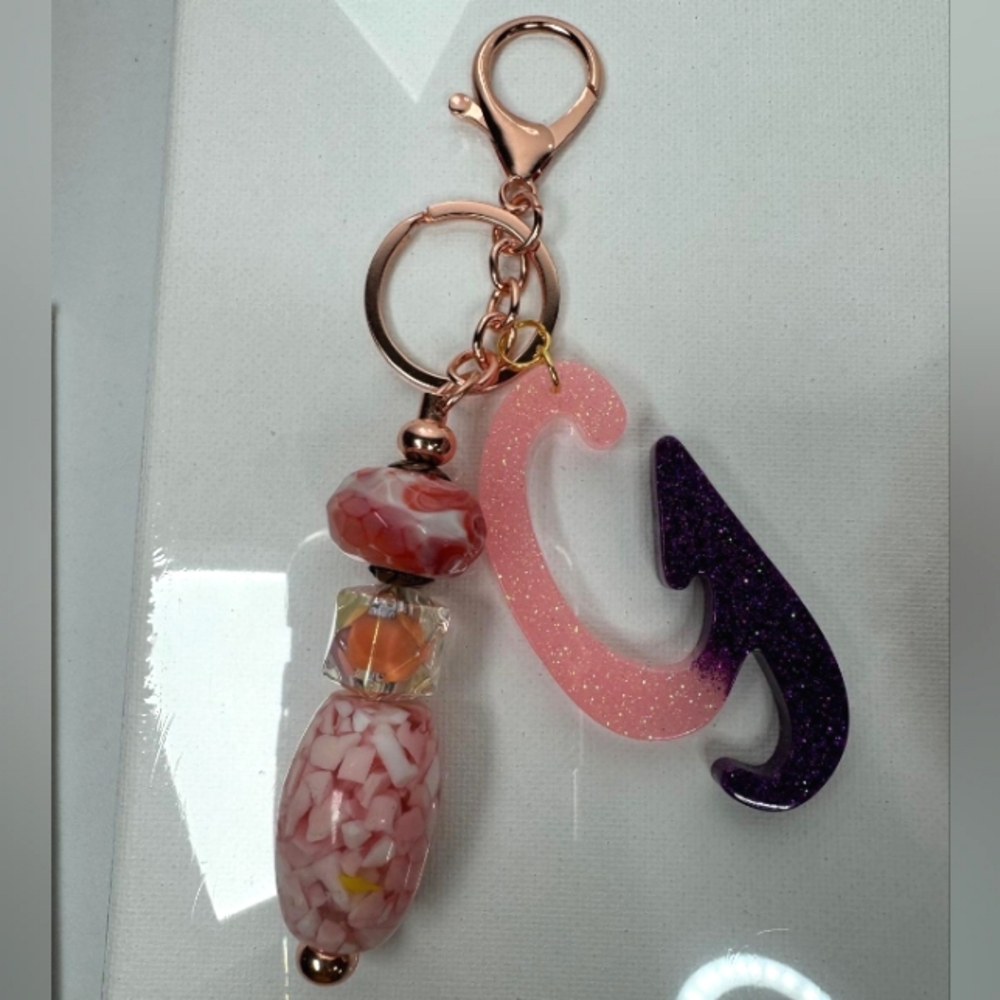 Glittering Letter G Keychain